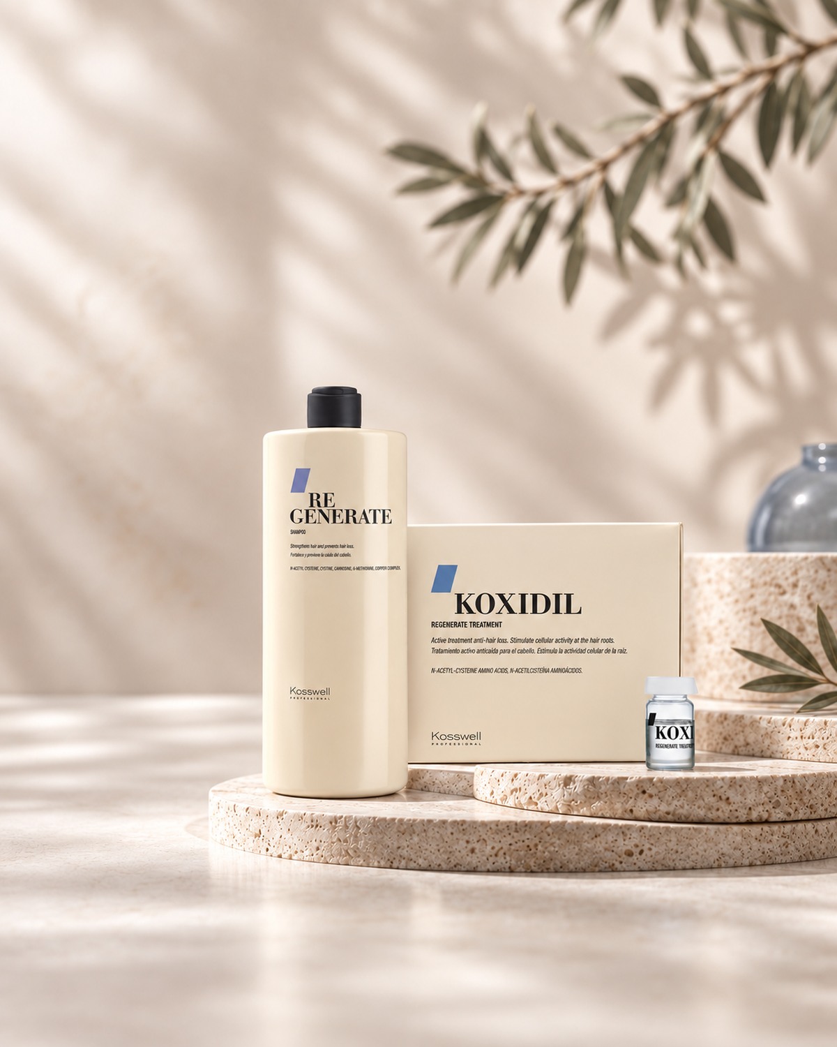 Kosswell Regenerate Shampoo, Koxidil i ampułka – kuracja do skóry głowy